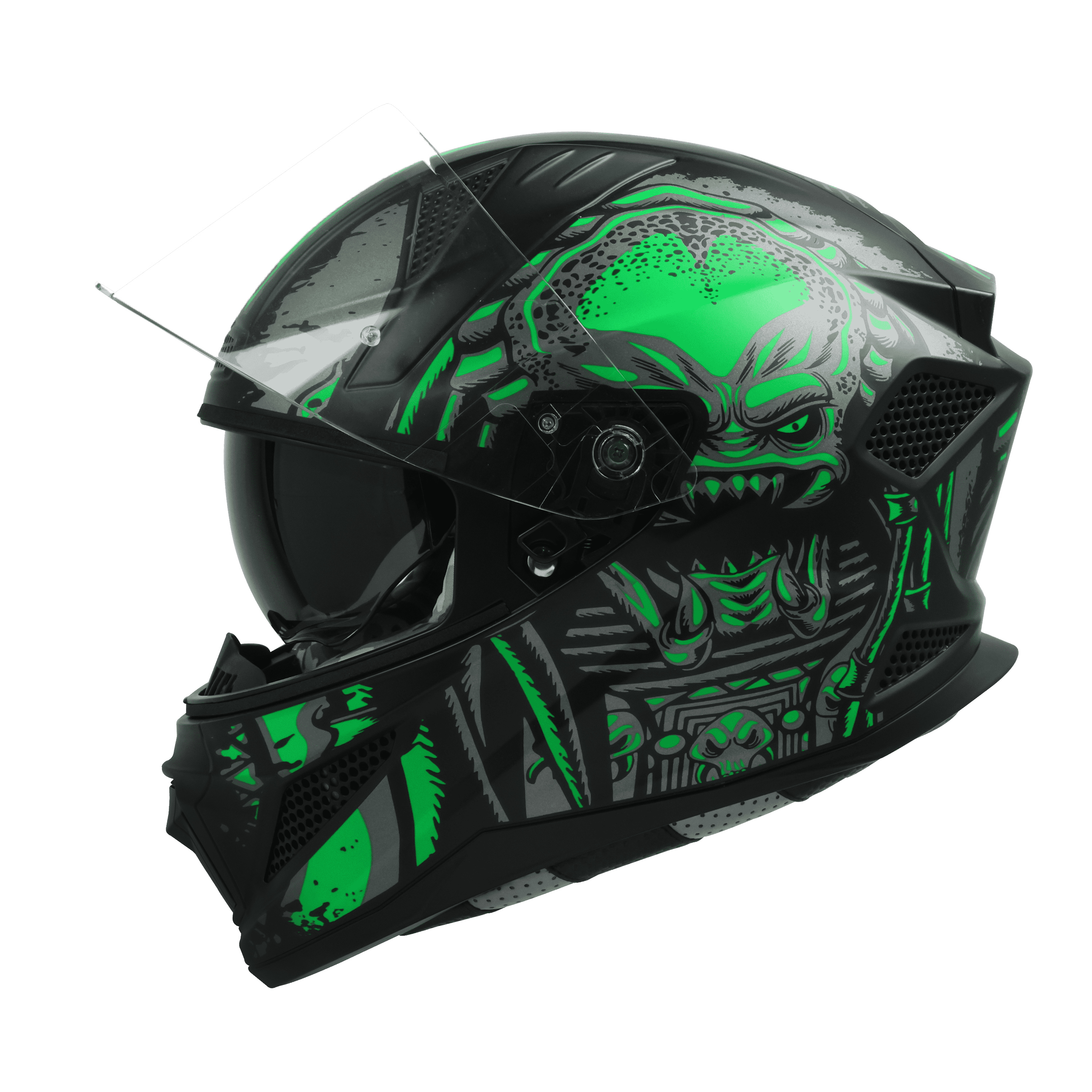 SBH-25 ISS PREDATOR GLOSSY BLACK WITH GREEN